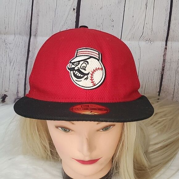 MLB Ohio Cincinnati Reds Red Baseball 59Fifty Size 7 New Era Fitted Baseball Hat - Picture 3 of 17